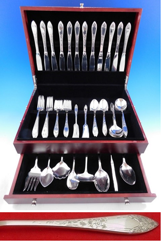 Lady Claire by Stieff Sterling Silver Flatware Set for 12 Service 80 pieces